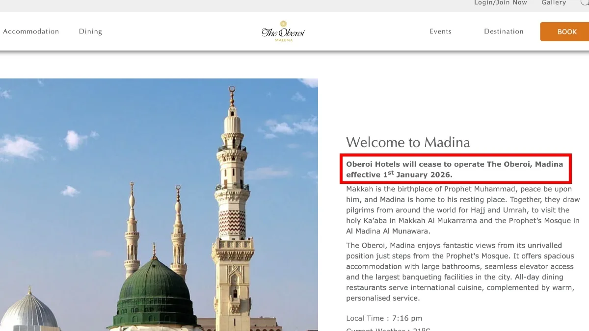 oberoi hotels madina cease operations 1 jan 2026