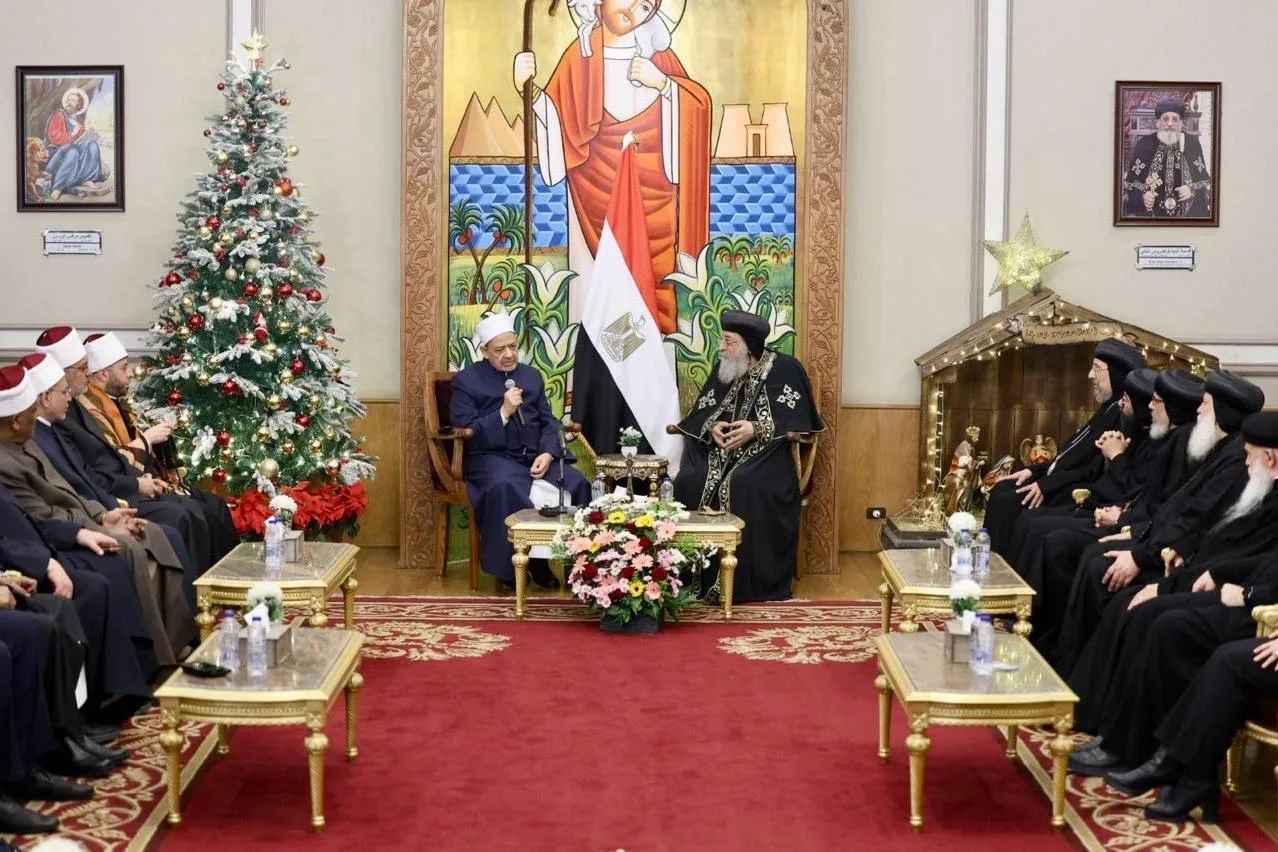 delegation al azhar grand imam with Pope Tawadros II 5 jan 2026