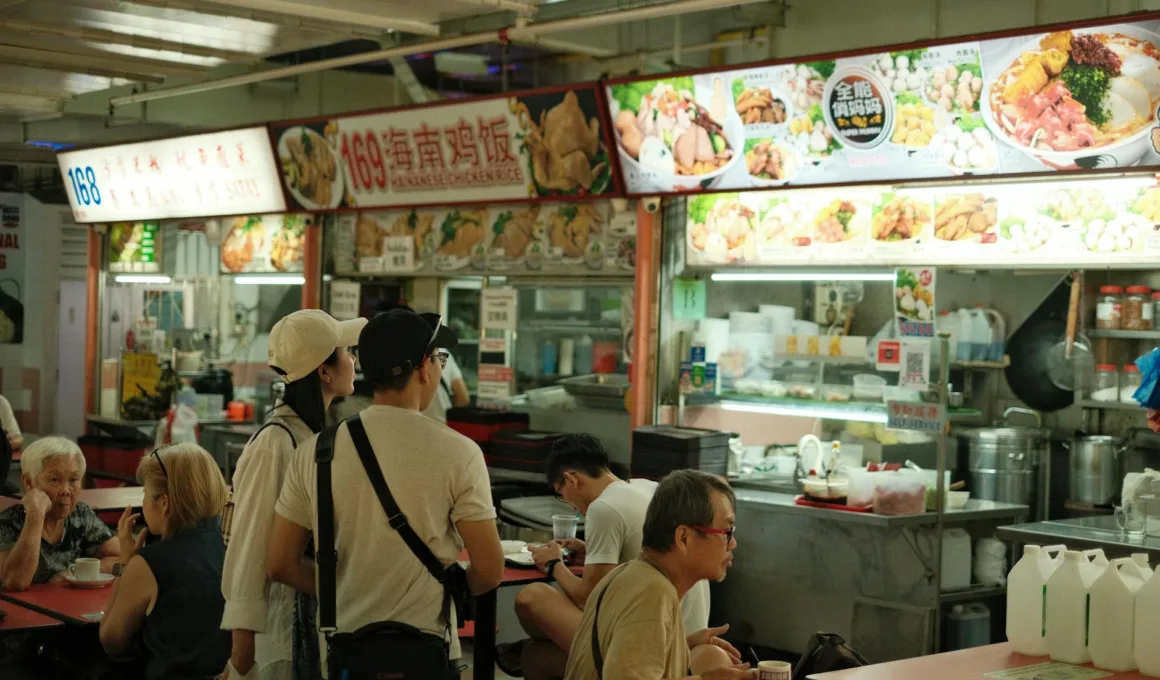 bustling singapore hawker center dining scene