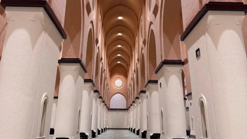 majestic interior of al madinah mosque corridor