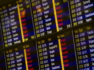 flight schedule screen turned on