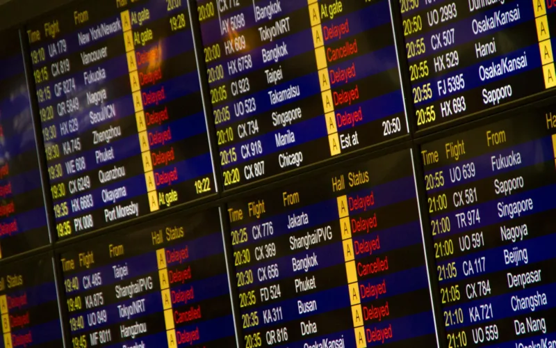 flight schedule screen turned on