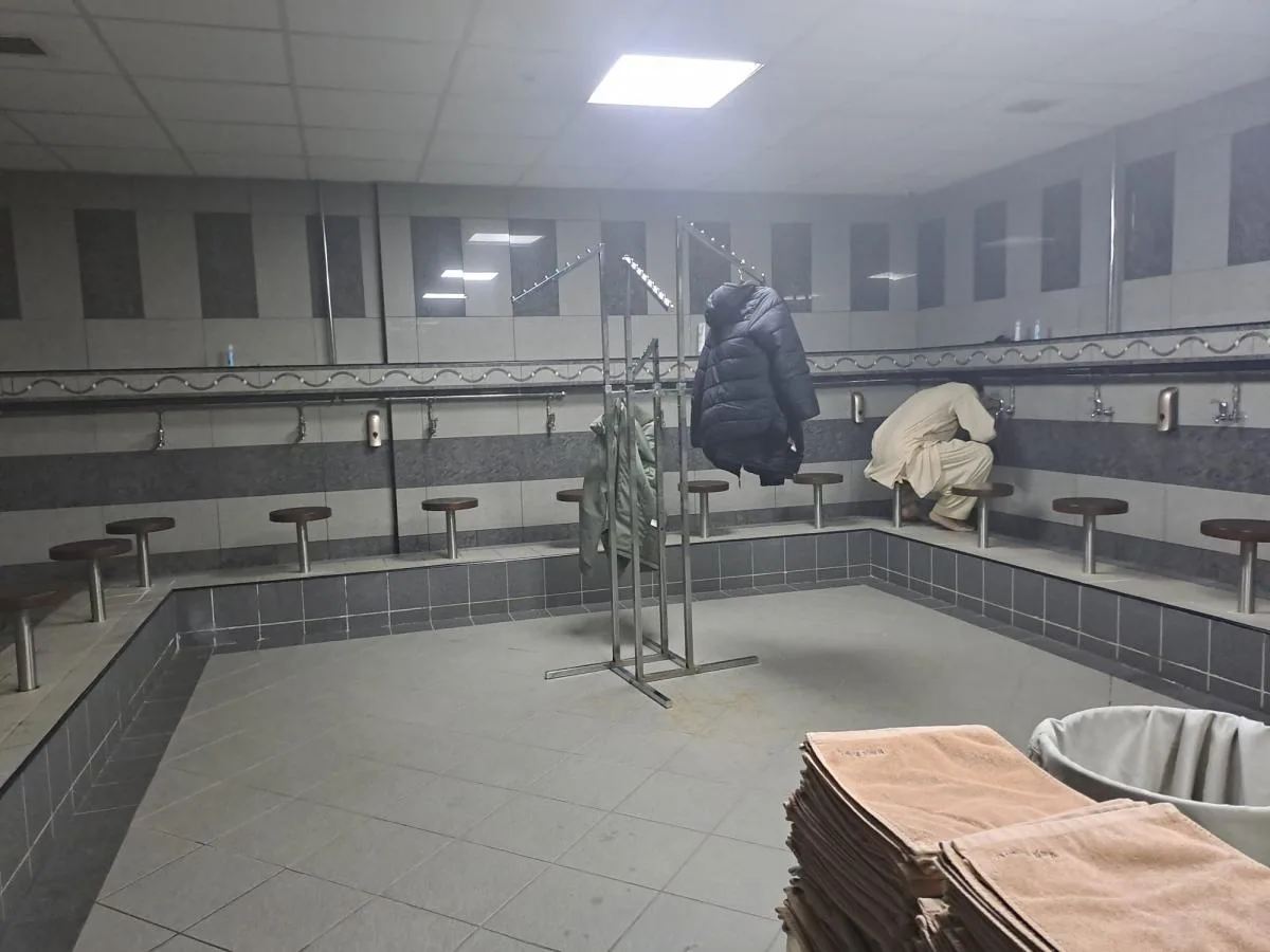 The ablutions room, where worshippers cleanse themselves before prayer.