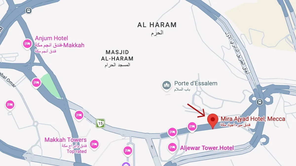 location of mira ajyad hotel mecca