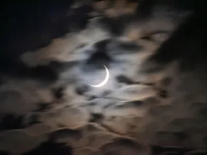 moon cresent long exposure