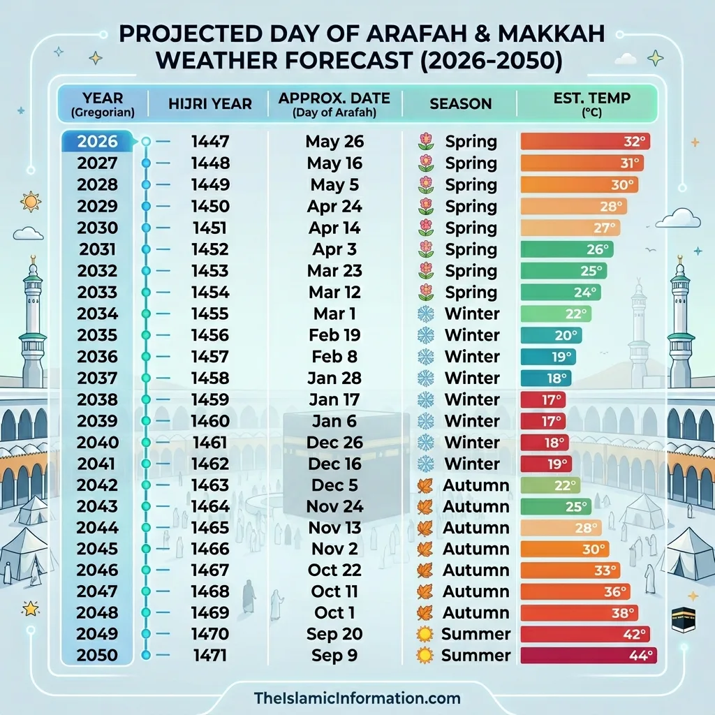 Hajj season next 25 year chart