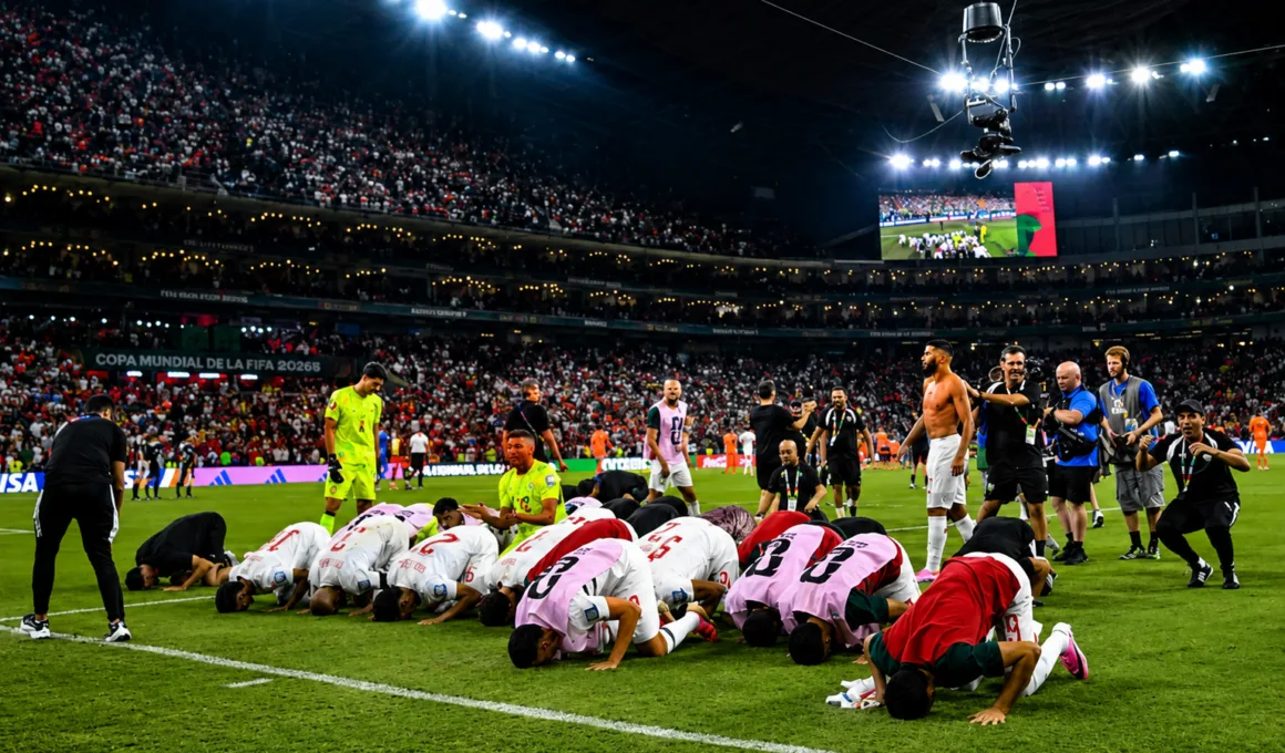 Team Morocco Perform Sujood After Beating the Netherlands at the 2026 FIFA World Cup