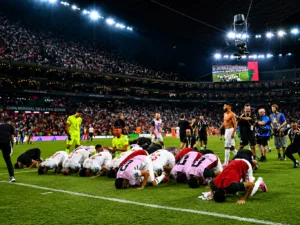 Team Morocco Perform Sujood After Beating the Netherlands at the 2026 FIFA World Cup