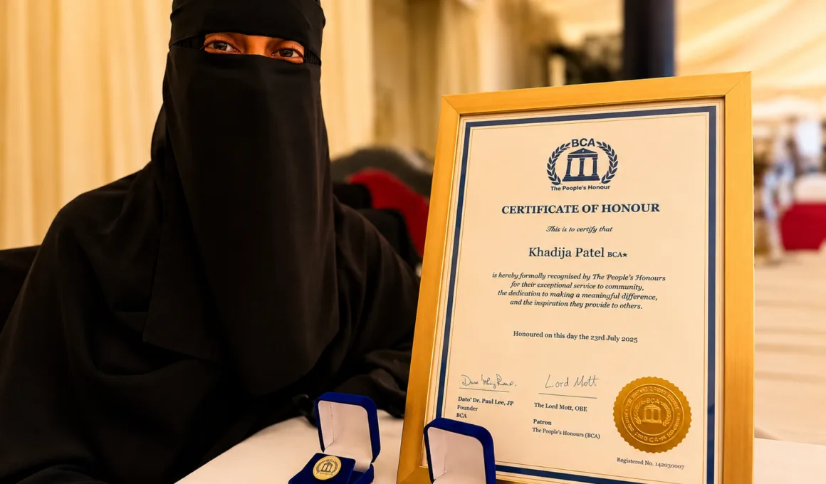 Khadija Patel received her award in a niqab