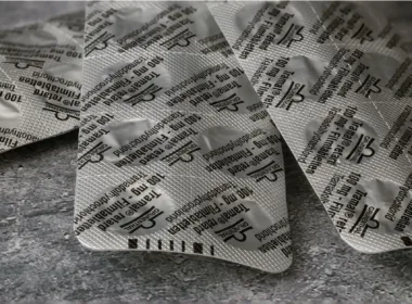 tramadol blister pack on concrete surface