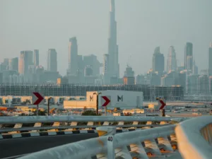 majestic view of burj khalifa from dubai road