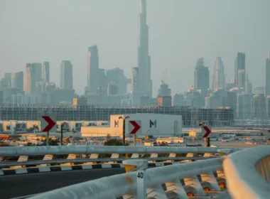 majestic view of burj khalifa from dubai road