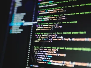 monitor displaying lines of code