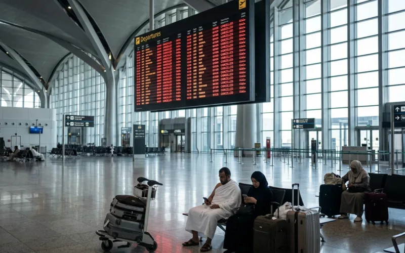 fight cancelled waiting at the airport